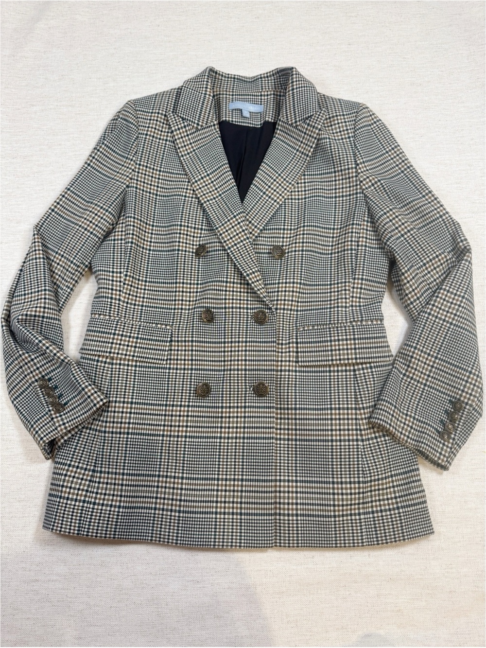 Antonio Melani women's size 10 double breasted plaid blazer jacket‎